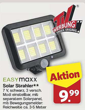 EASYmaxx Solar Strahler, 7 V, schwarz, 3 versch. Modi