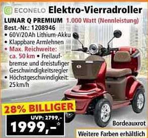 ECONeLO Elektro-Vierradroller LUNAR Q PREMIUM 1.000 Watt