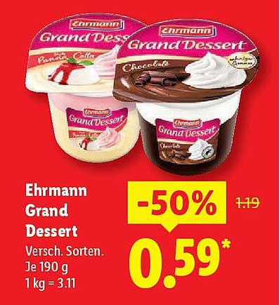 Ehrmann Grand Dessert - Verschiedene Sorten