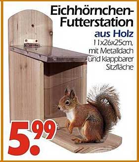 Eichhörnchen-Futterstation aus Holz