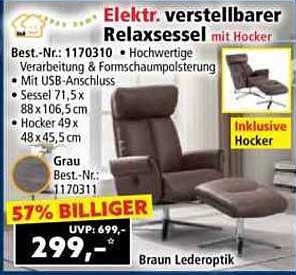 Elektrisch verstellbarer Relaxsessel mit Hocker