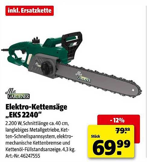 Elektro-Kettensäge „EKS 2240“ inkl. Ersatzkette