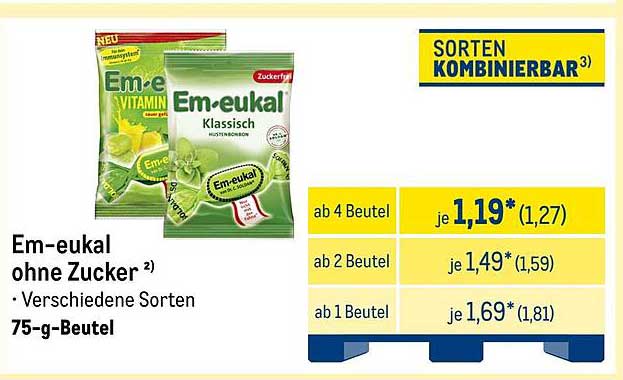 Em-eukal ohne Zucker - Verschiedene Sorten (75-g-Beutel)