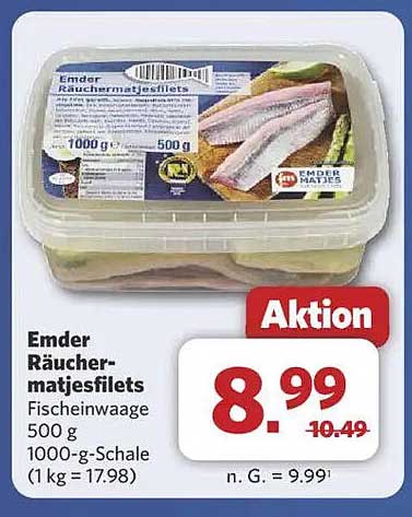 Emder Räuchermatjesfilets 500 g, 1000-g-Schale