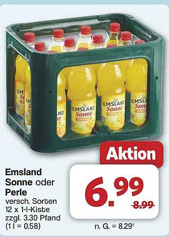 Emsland Sonne oder Perle - 12 x 1-Liter-Kiste