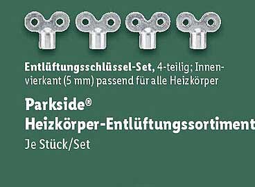 Entlüftungsschlüssel-Set, 4-teilig - Parkside® Heizkörper-Entlüftungsortiment