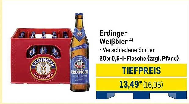 Erdinger Weißbier - 20 x 0,5 l-Flasche (zzgl. Pfand)