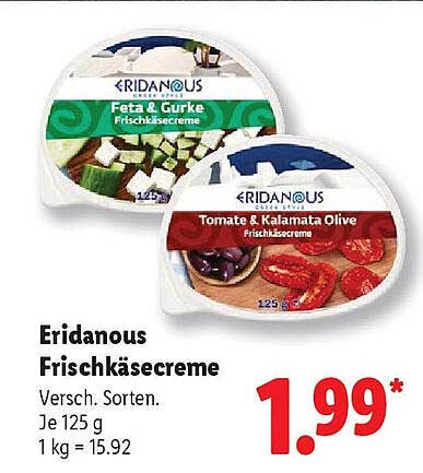 Eridanous Frischkäsecreme - Feta & Gurke oder Tomate & Kalamata Olive