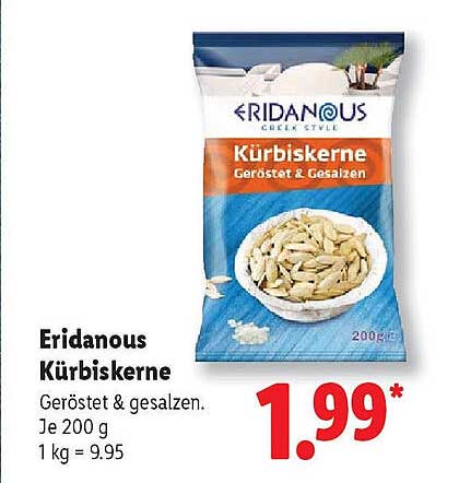 Eridanous Kürbiskerne Geröstet & Gesalzen 200 g