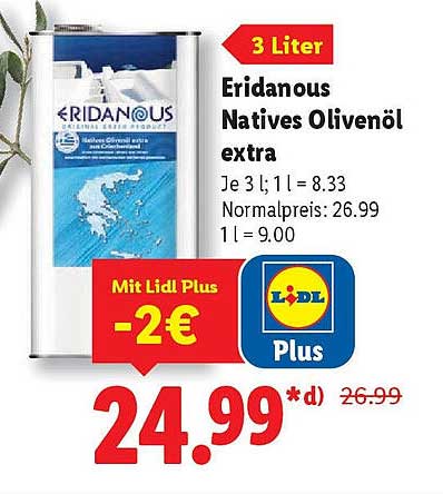 Eridanous Natives Olivenöl extra 3 Liter
