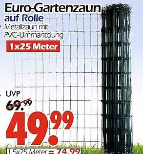 Euro-Gartenzaun auf Rolle - Metallzaun mit PVC-Ummantelung 1x25 Meter