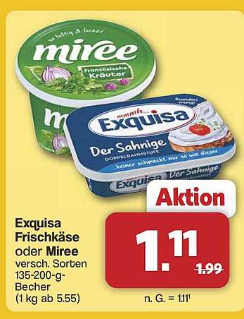 Exquisa Frischkäse oder Miree 135-200 g Becher