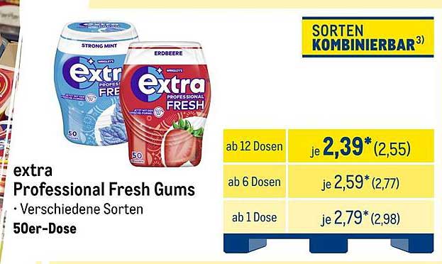 extra Professional Fresh Gums – Verschiedene Sorten in der 50er-Dose