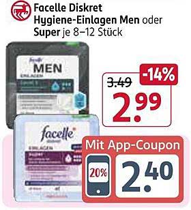 Facelle Diskret Hygiene-Einlagen Men oder Super je 8–12 Stück