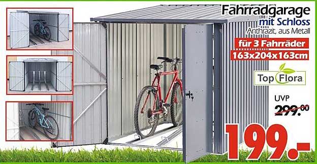 Fahrradgarage mit Schloss für 3 Fahrräder - Anthrazit, aus Metall