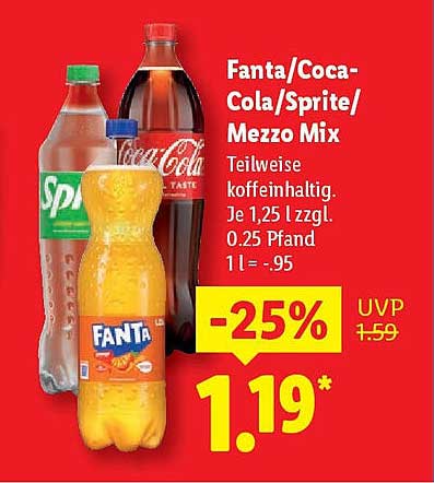 Fanta/Coca-Cola/Sprite/Mezzo Mix 1L