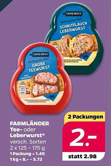 FARMLÄNDER Tee- oder Leberwurst 2 x 125 g