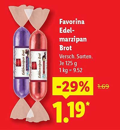 Favorina Edelmarzipan Brot - Verschiedene Sorten 125 g