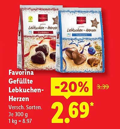 Favorina Gefüllte Lebkuchen-Herzen