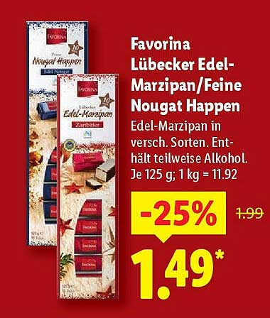 Favorina Lübecker Edel-Marzipan/Feine Nougat Happen