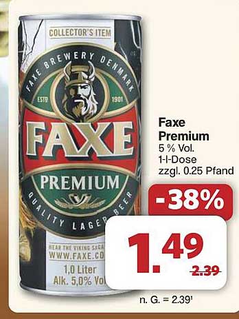 Faxe Premium 5 % Vol. 1-Liter-Dose
