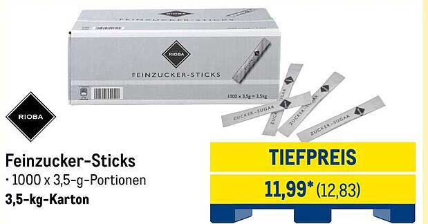 Feinzucker-Sticks von RIOBA – 1000 x 3,5-g-Portionen