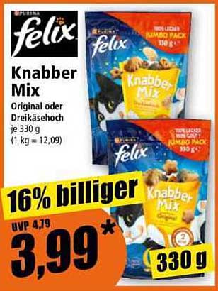 Felix Knabber Mix 330 g - Original oder Dreikäsehoch