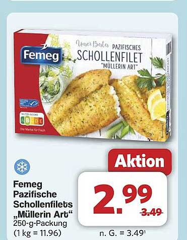Femeg Pazifische Schollenfilets 'Müller Art' 250-g-Packung