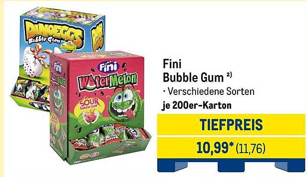 Fini Bubble Gum – Verschiedene Sorten je 200er-Karton