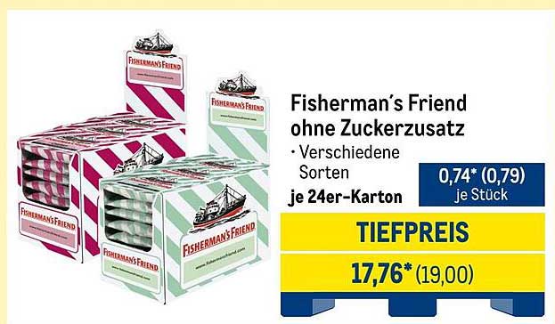 Fisherman's Friend ohne Zuckerzusatz – Verschiedene Sorten im 24er-Karton