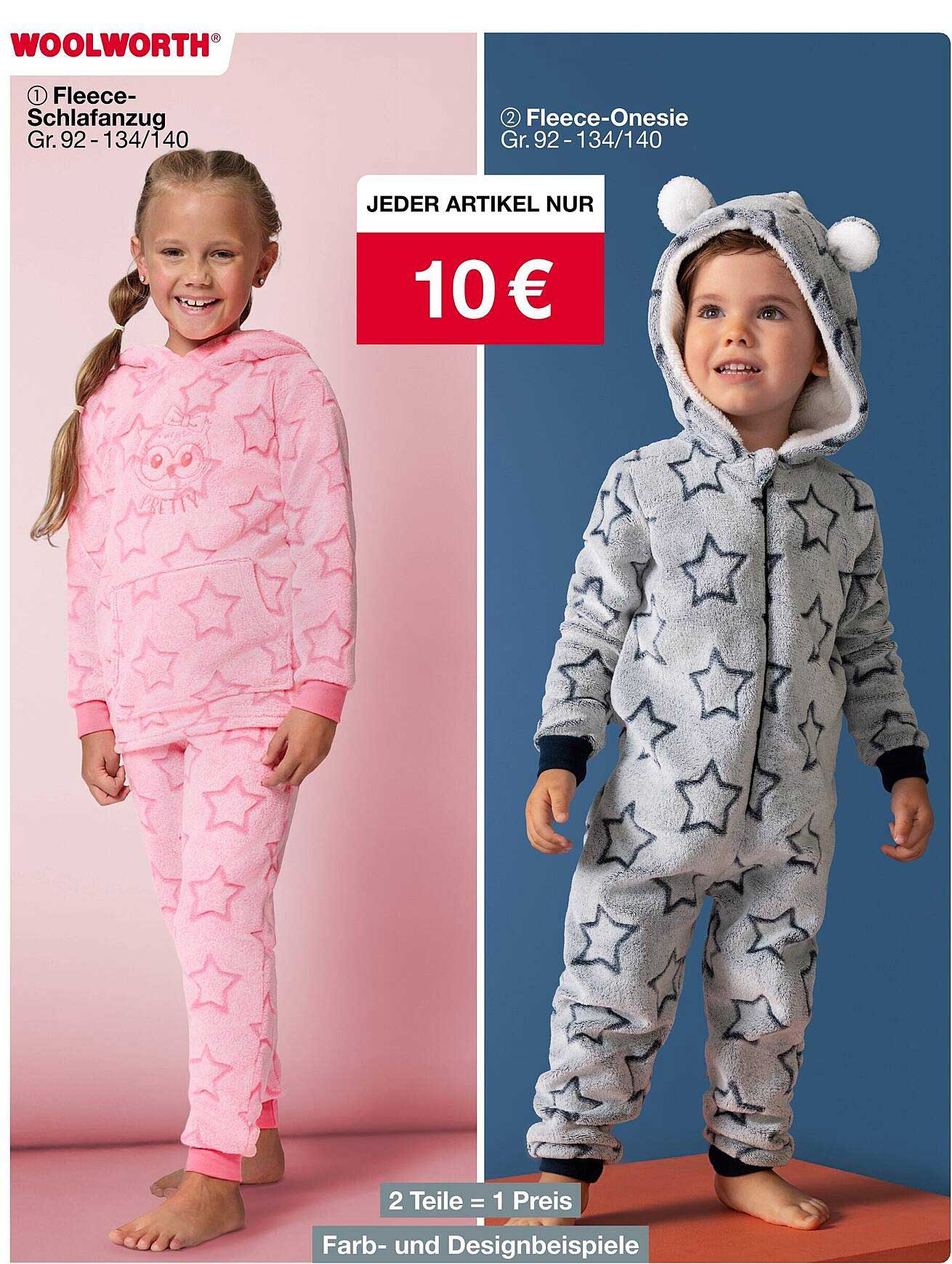 Fleece-Schlafanzug und Fleece-Onesie für je 10 €