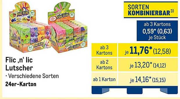 Flic n' lic Lutscher – verschiedene Sorten 24er-Karton