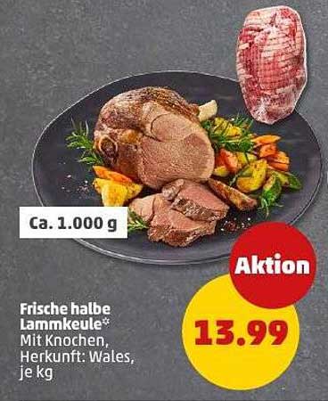 Frische halbe Lammkeule mit Knochen aus Wales, je kg
