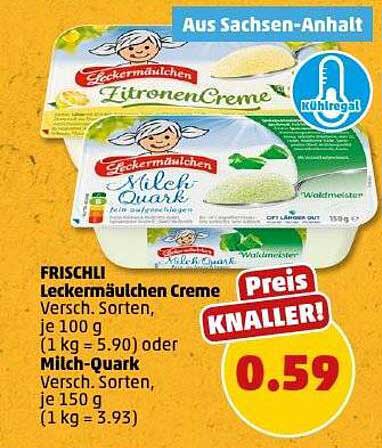 FRISCHI Leckermäulchen Creme - ZitronenCreme und Milch-Quark