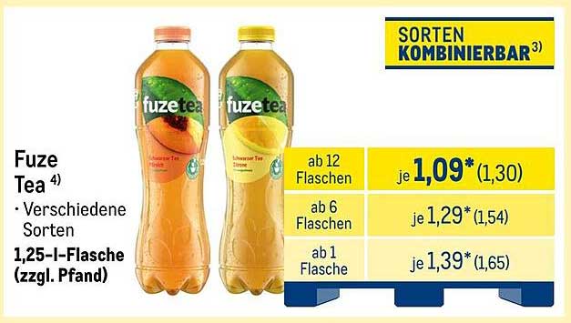 Fuze Tea 1,25 l-Flasche - Verschiedene Sorten