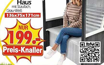 Gartenhaus mit Staufach, Grau-Weiß, 136x75x171cm