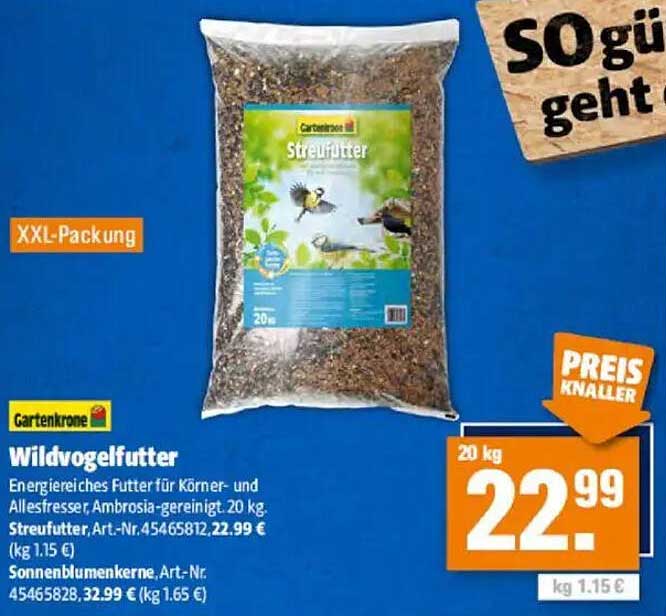 Gartenkrone Wildvogelfutter - Energiereiches Futter für alle Vogelfreunde