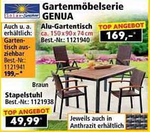 Gartenmöbelserie GENUA - Alu-Gartentisch und Stapelstuhl