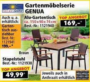 Gartenmöbelserie GENUA - Alu-Gartentisch und Stapelstuhl