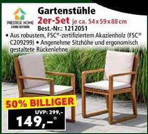 Gartenstühle 2er-Set je ca. 54 x 59 x 88 cm