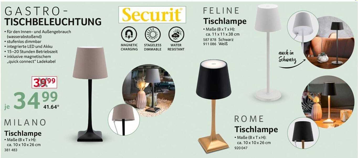 GASTRO-TISCHBELEUCHTUNG - MILANO, FELINE und ROME Tischlampen