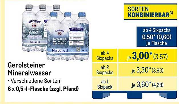 Gerolsteiner Mineralwasser 6 x 0,5 l-Flasche (zzgl. Pfand)