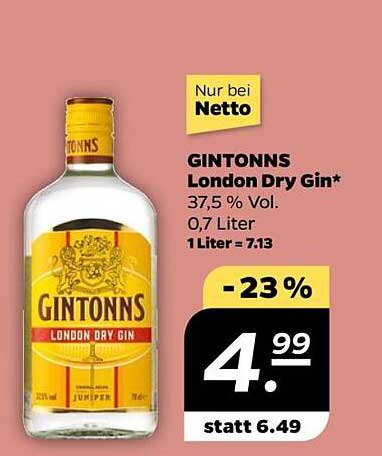 GINTONNS London Dry Gin 0,7 Liter