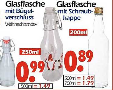 Glasflasche mit Bügelverschluss - Weihnachtsmotiv