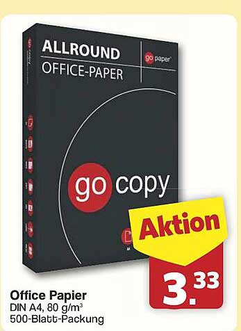 Go Copy Office Papier DIN A4, 80 g/m³, 500-Blatt-Packung