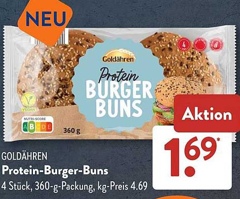 Goldährens Protein-Burger-Buns 360 g (4 Stück)