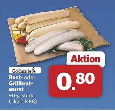 Goldmarie Rost- oder Grillbratwurst 90-g-Stück für nur 0,80 €