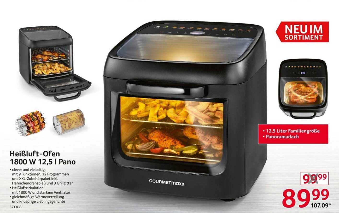 GOURMETmaxx Heißluft-Ofen 1800 W 12,5 l Pano