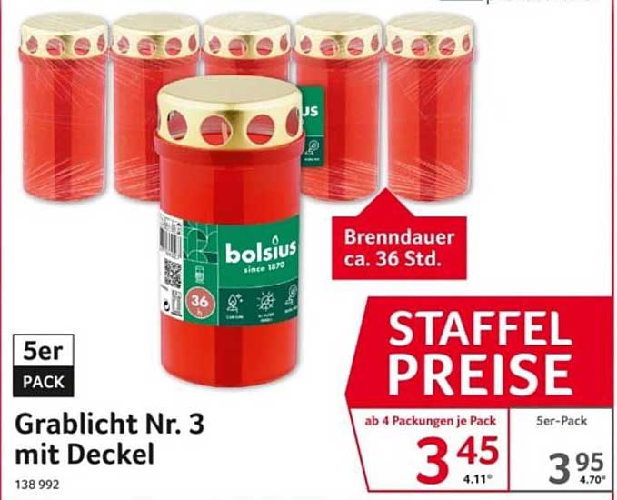 Grablicht Nr. 3 mit Deckel - 5er Pack