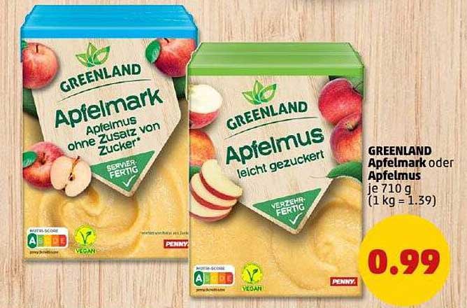 GREENLAND Apfelmark oder Apfelmus je 710 g